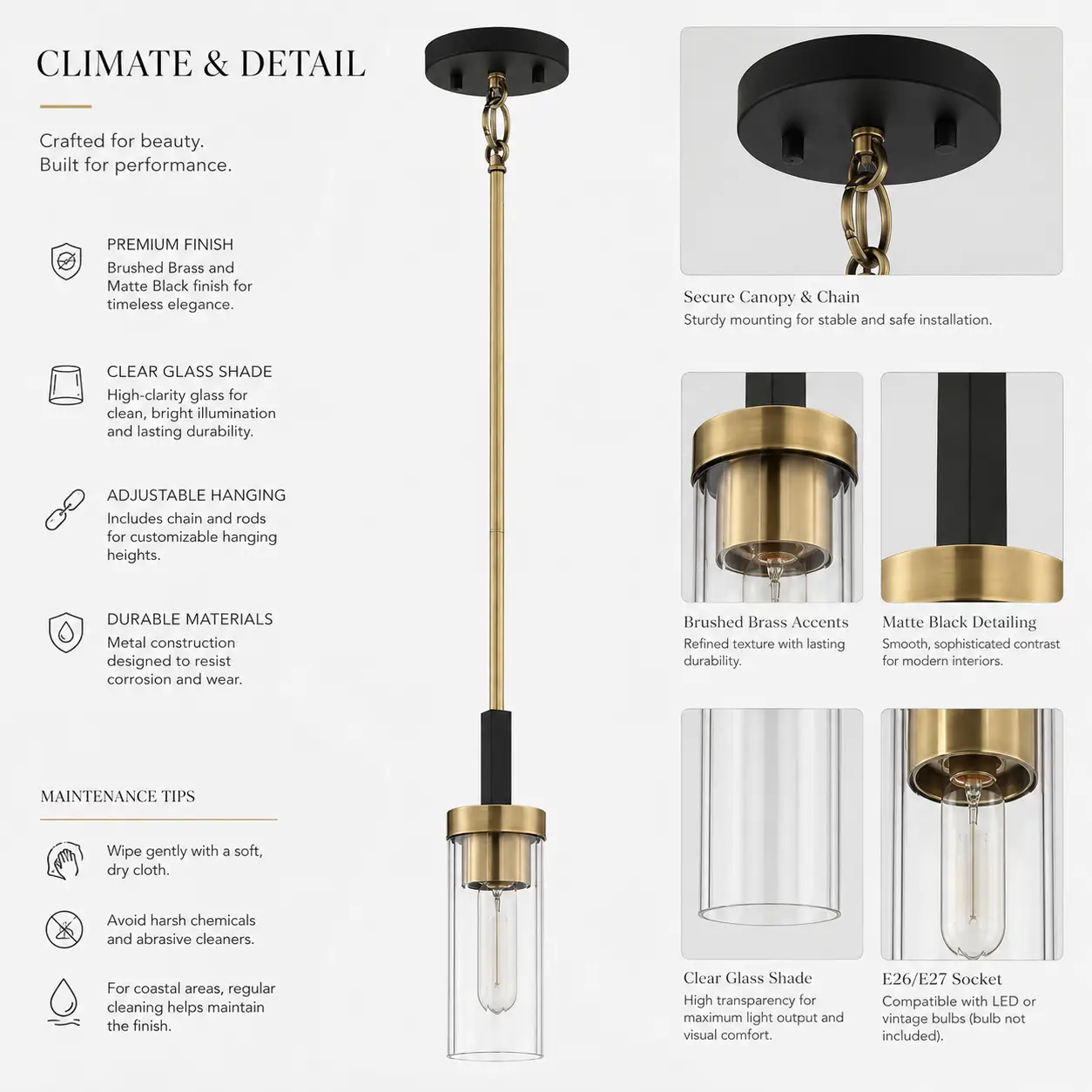 Luma-Cylindro-1-Light-Pendant-in-Brushed-Brass-and-Matte-Black-Finish-2 Luma-Cylindro-1-Light-Pendant-in-Brushed-Brass-and-Matte-Black-Finish-2