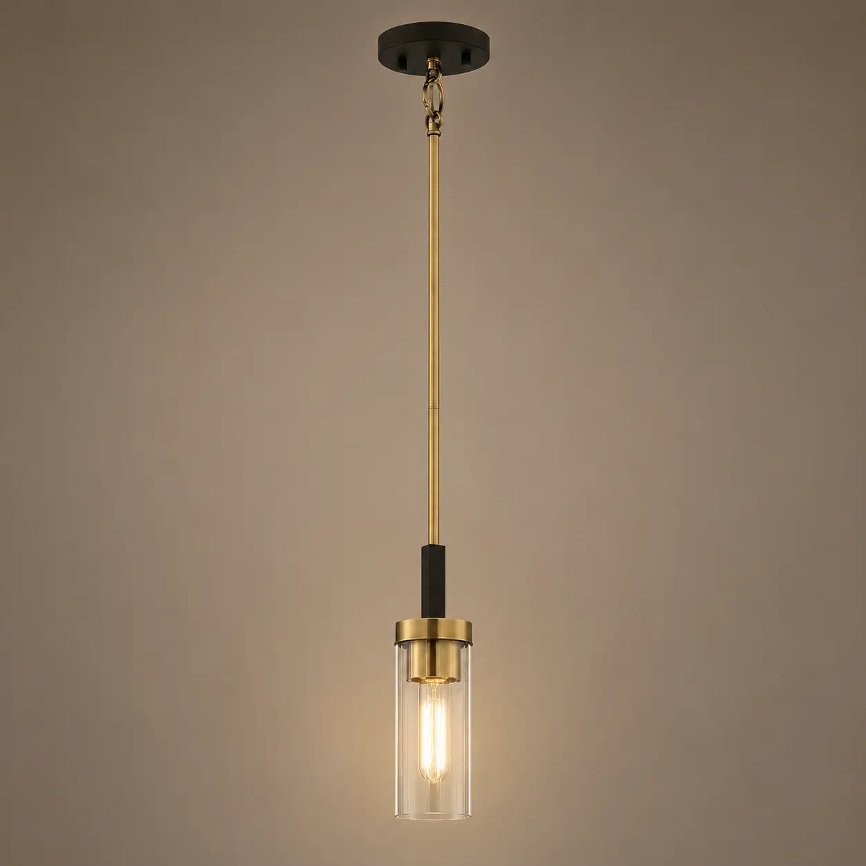 Luma-Cylindro-1-Light-Pendant-in-Brushed-Brass-and-Matte-Black-Finish-3 Luma-Cylindro-1-Light-Pendant-in-Brushed-Brass-and-Matte-Black-Finish-3