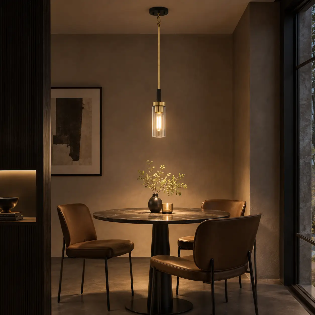 Luma-Cylindro-1-Light-Pendant-in-Brushed-Brass-and-Matte-Black-Finish-4 Luma-Cylindro-1-Light-Pendant-in-Brushed-Brass-and-Matte-Black-Finish-4