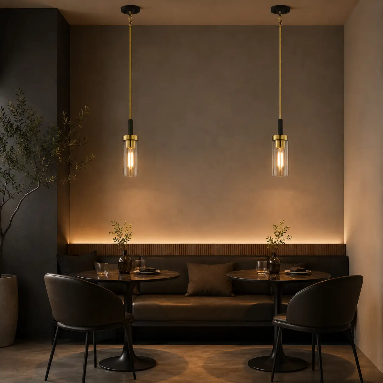 Luma Cylindro 1-Light Pendant in Minimalist Dining Room Corner
