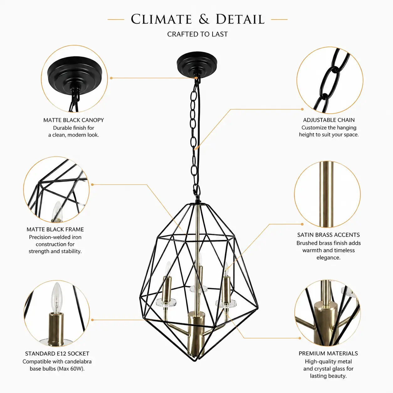 Lumicage-Matte-Black-Frame-3-Light-Chandelier-with-Satin-Brass-Accents-2 Lumicage-Matte-Black-Frame-3-Light-Chandelier-with-Satin-Brass-Accents-2