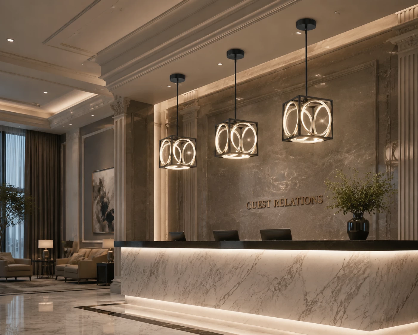 LumoFrame-Geometric-Suspension-5-Ring-LED-Pendant-corporate-reception LumoFrame-Geometric-Suspension-5-Ring-LED-Pendant-corporate-reception