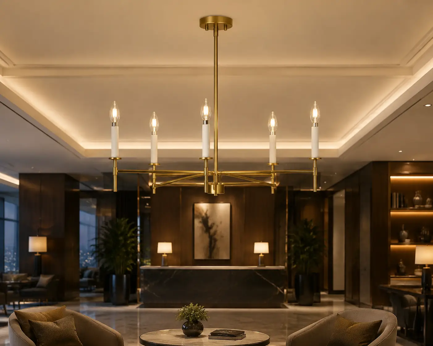 Luna-Spire-5‑Light-Chandelier-with-Satin-Gold-Brass-Finish-4 Luna-Spire-5‑Light-Chandelier-with-Satin-Gold-Brass-Finish-4
