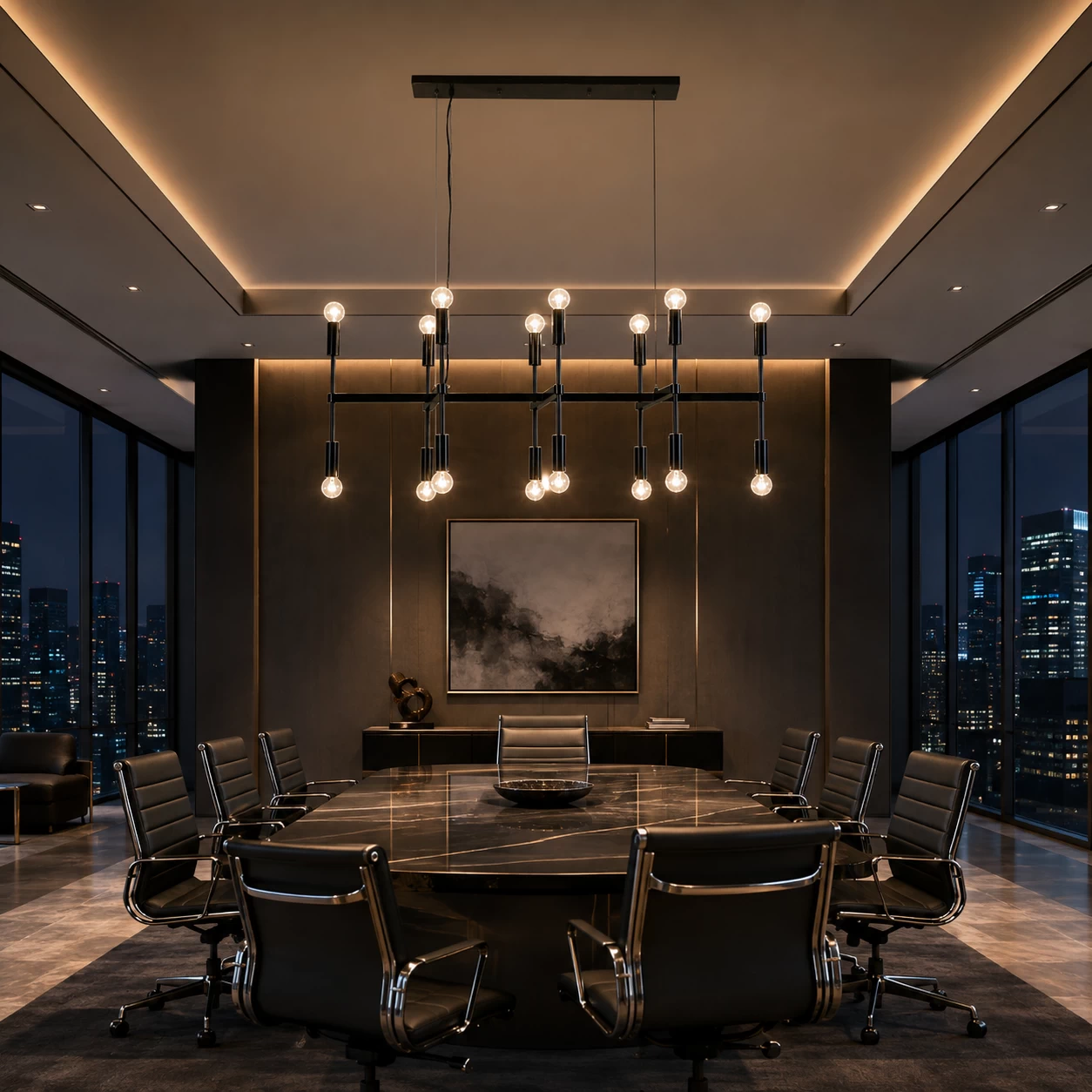 Metropolis Grid Chandelier in Executive Boardroom