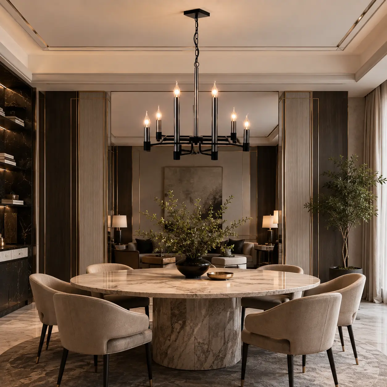 Metropolitan Elegance Chandelier in Modern Transitional Dining Room