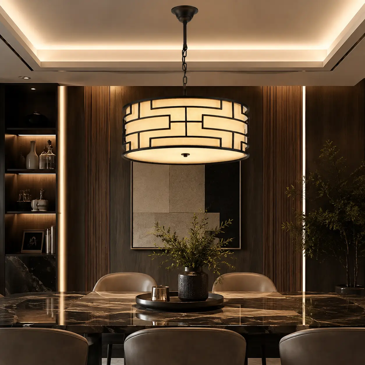 Monarch-4-Light-Drum-Pendant-with-Matt-Bronze-Finish-and-Taupe-Linen-Shade-modern-luxury-dining Monarch-4-Light-Drum-Pendant-with-Matt-Bronze-Finish-and-Taupe-Linen-Shade-modern-luxury-dining