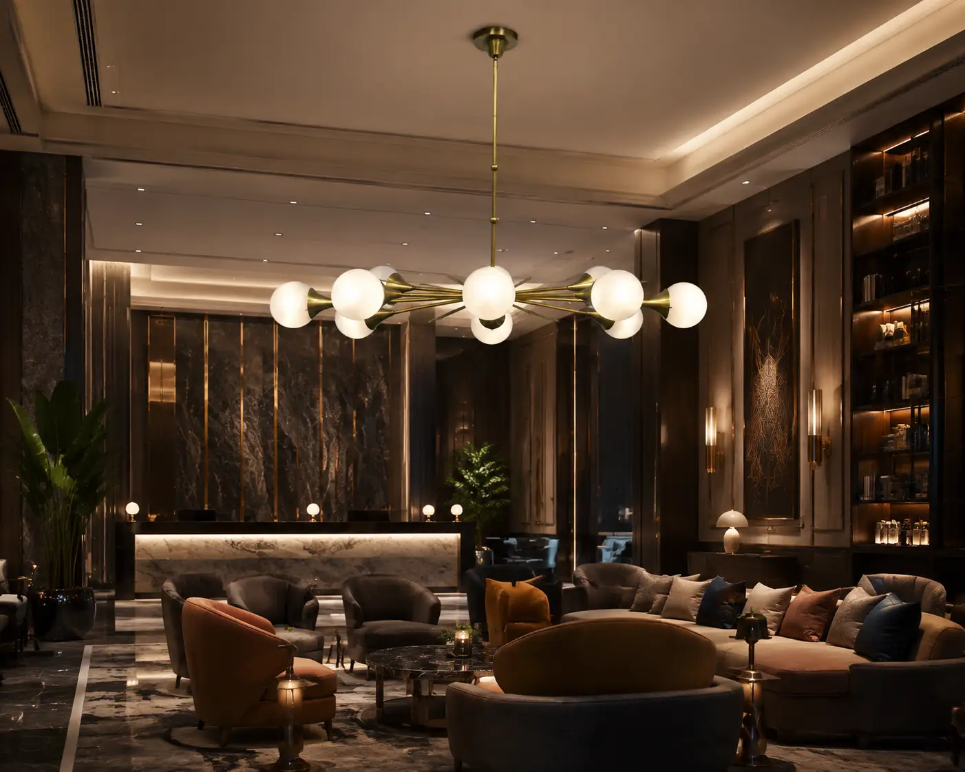Nebula Radiance Pendant in Hotel Lounge