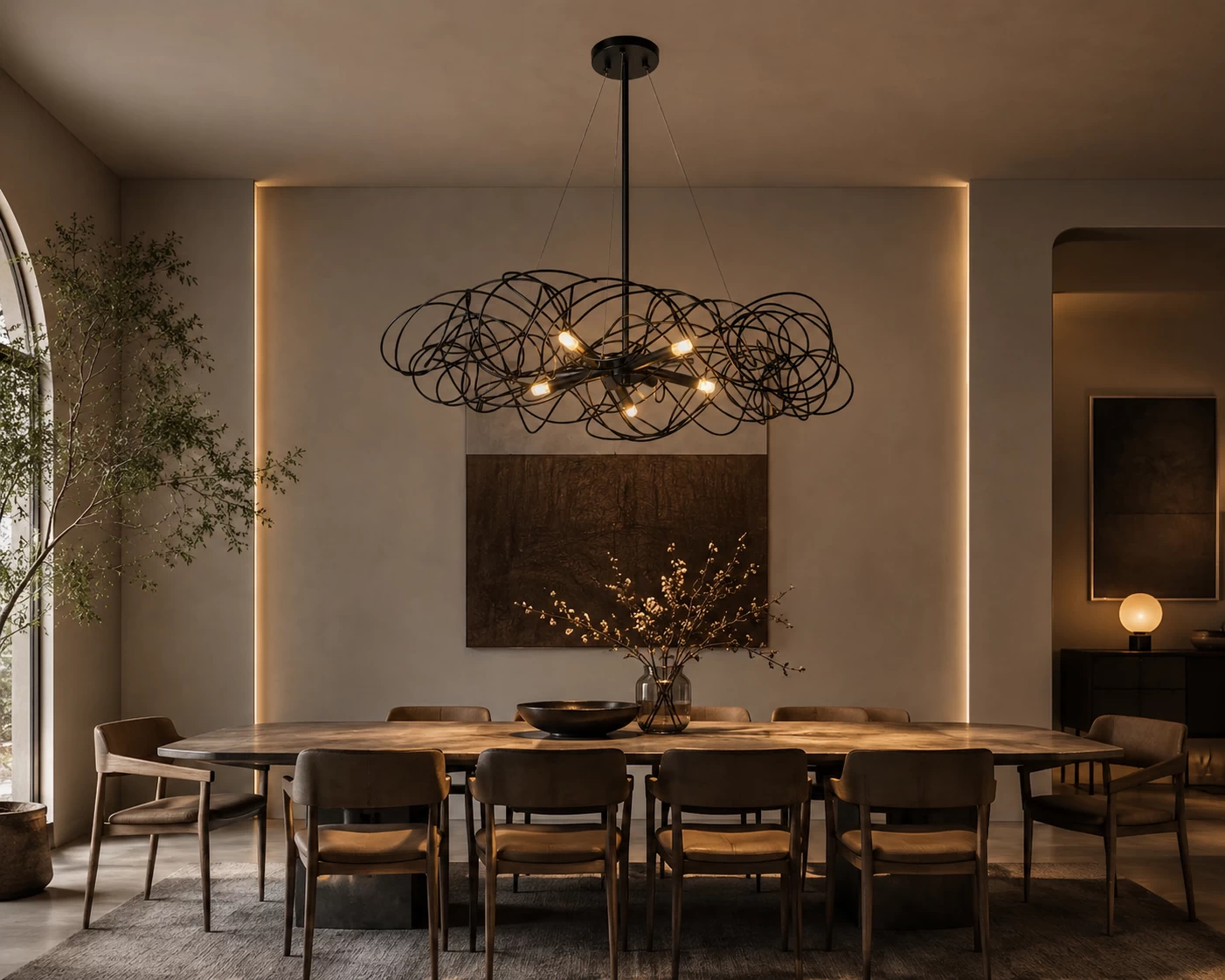 Nebula Sculptural Pendant over Dining Table