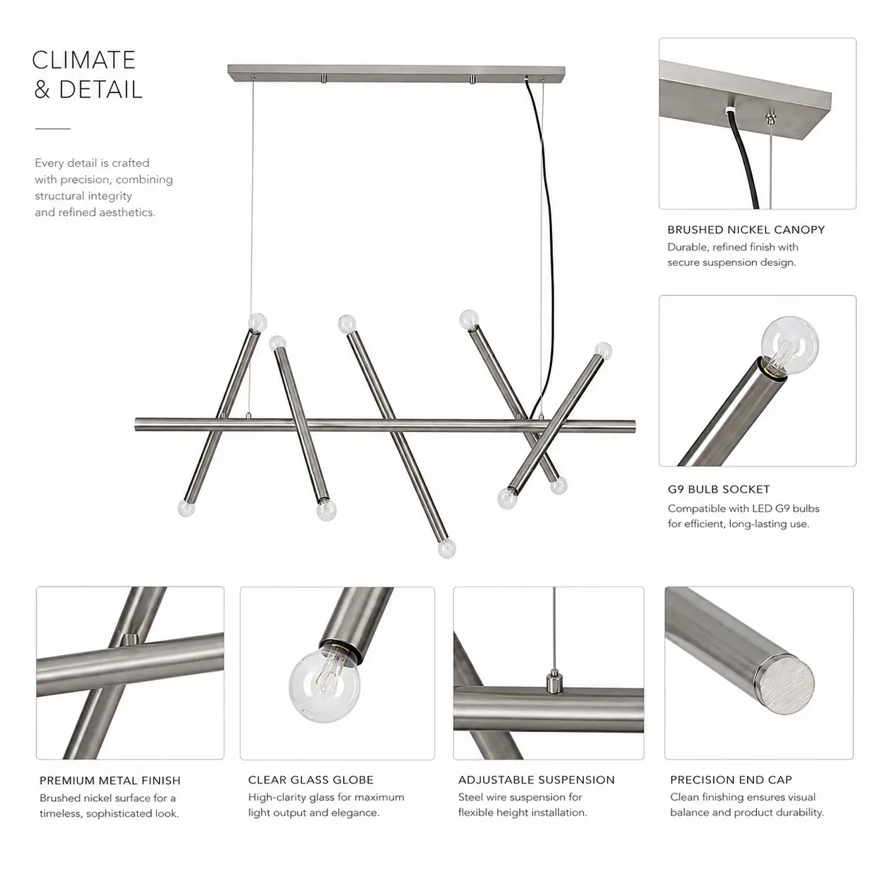 Nexus-10-Light-Sculptural-Linear-Suspension-Pendant-with-Brushed-Nickel-Finish-2 Nexus-10-Light-Sculptural-Linear-Suspension-Pendant-with-Brushed-Nickel-Finish-2