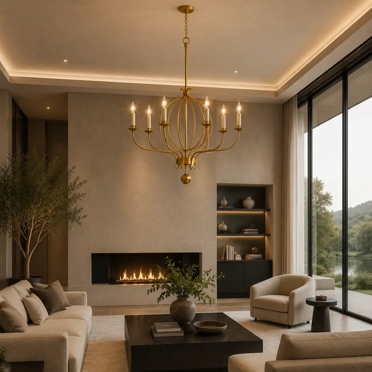 Orvelle-Satin-Gold-Brass-Candle-6-Light-Chandelier-modern-living-room Orvelle-Satin-Gold-Brass-Candle-6-Light-Chandelier-modern-living-room