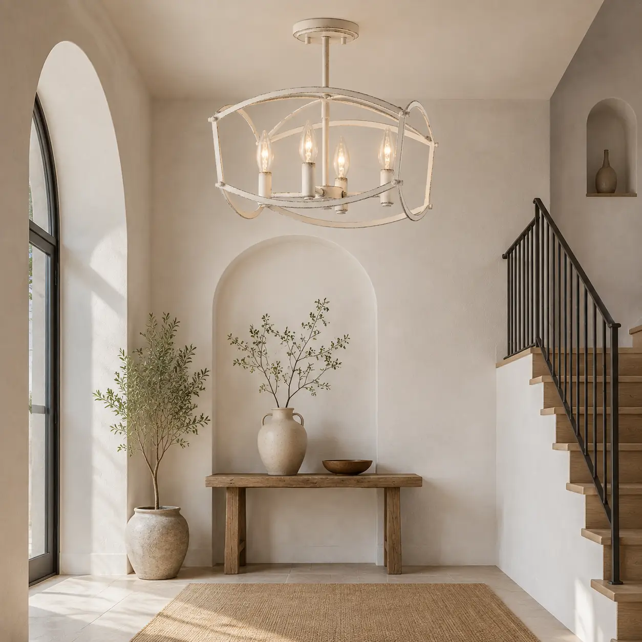 Ovalis White Pendant suspended in Mediterranean Minimalist villa