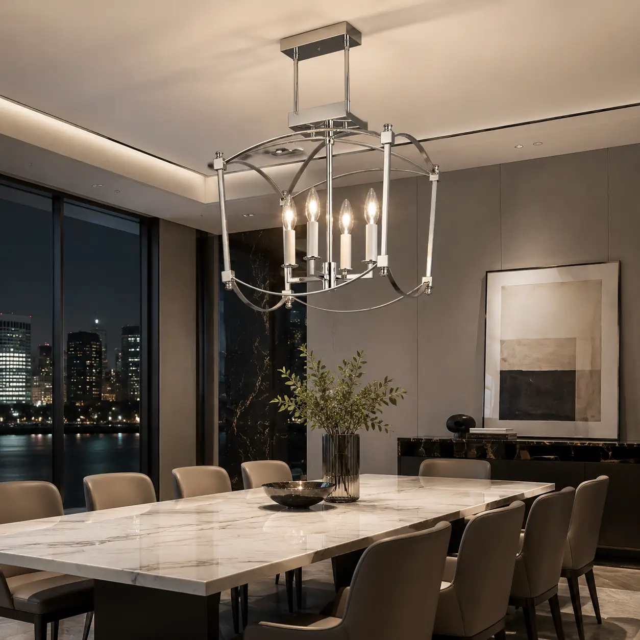 Ovalyn-4-Light-Pendant-with-Chrome-Oval-Frame-contemporary-linear-dining Ovalyn-4-Light-Pendant-with-Chrome-Oval-Frame-contemporary-linear-dining