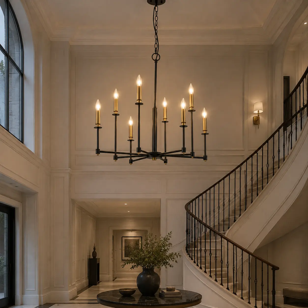 Regalia Tiered Chandelier in Double-Height Modern Foyer