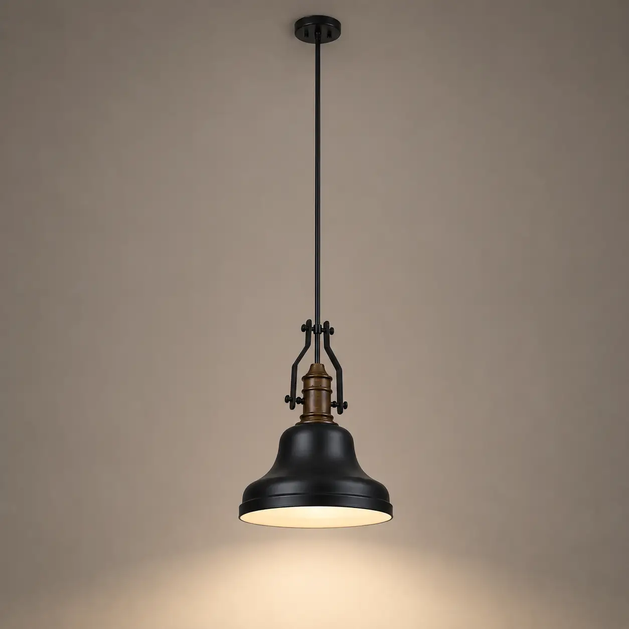 Rheton-Industrial-1-Light-Pendant-Light-in-Matte-Black-and-Antique-Brass-Finish-3 Rheton-Industrial-1-Light-Pendant-Light-in-Matte-Black-and-Antique-Brass-Finish-3