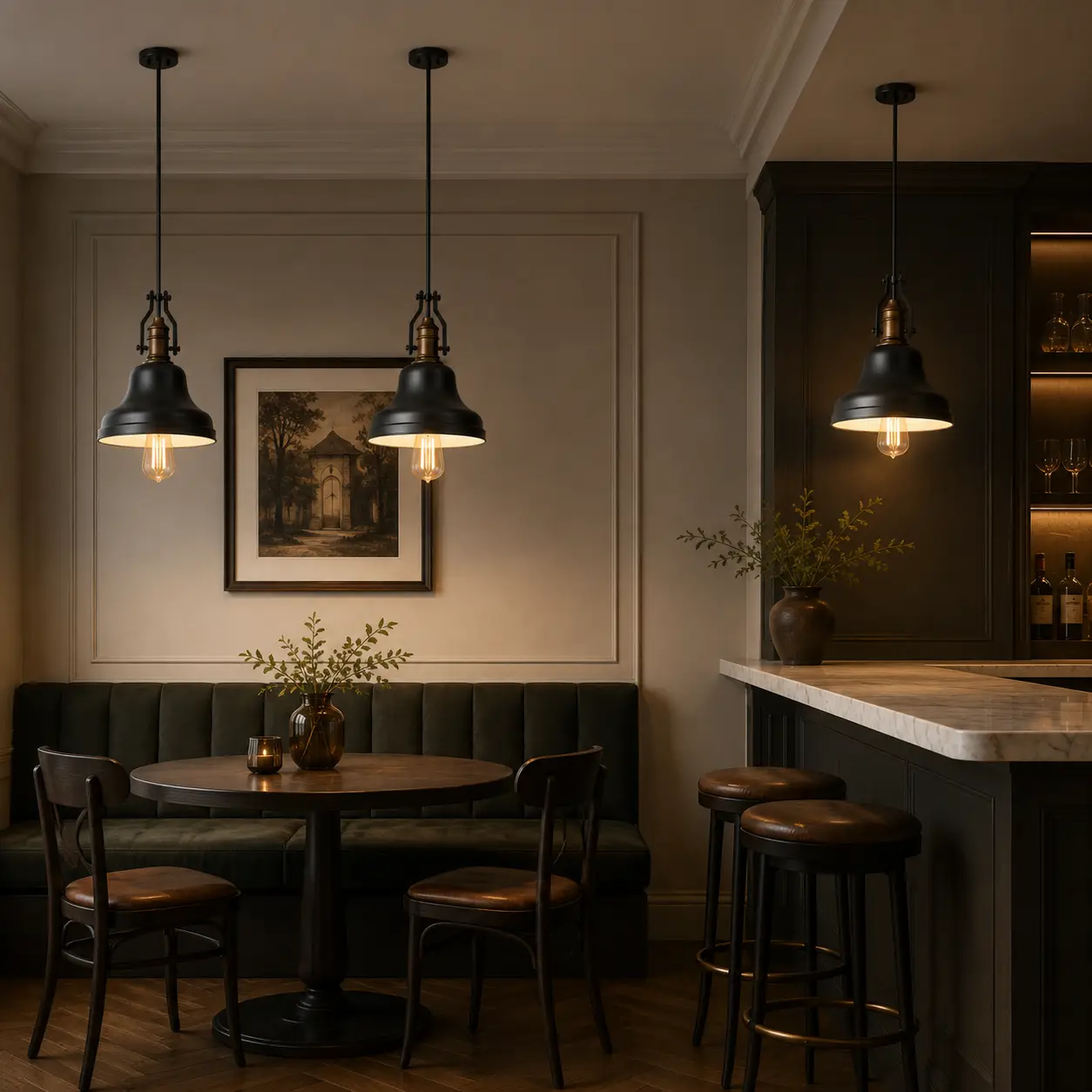 Rheton-Industrial-1-Light-Pendant-Light-in-Matte-Black-and-Antique-Brass-Finish-4 Rheton-Industrial-1-Light-Pendant-Light-in-Matte-Black-and-Antique-Brass-Finish-4