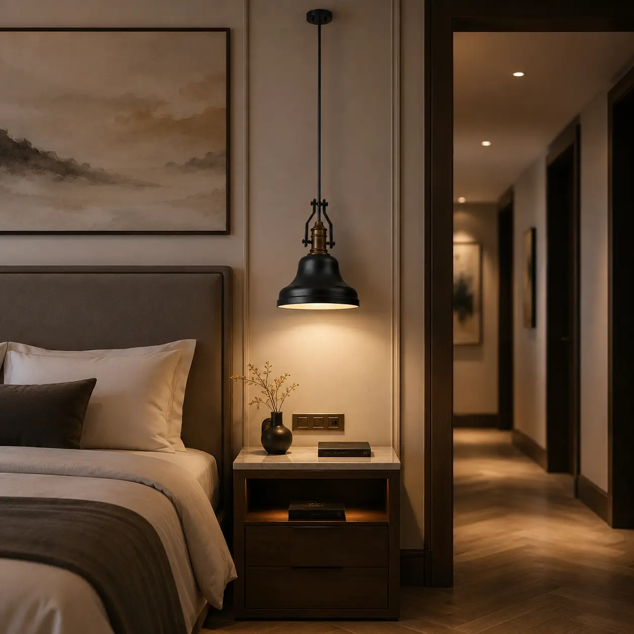Rheton-Industrial-1-Light-Pendant-Light-in-Matte-Black-and-Antique-Brass-Finish-bedroom-nightstand Rheton-Industrial-1-Light-Pendant-Light-in-Matte-Black-and-Antique-Brass-Finish-bedroom-nightstand