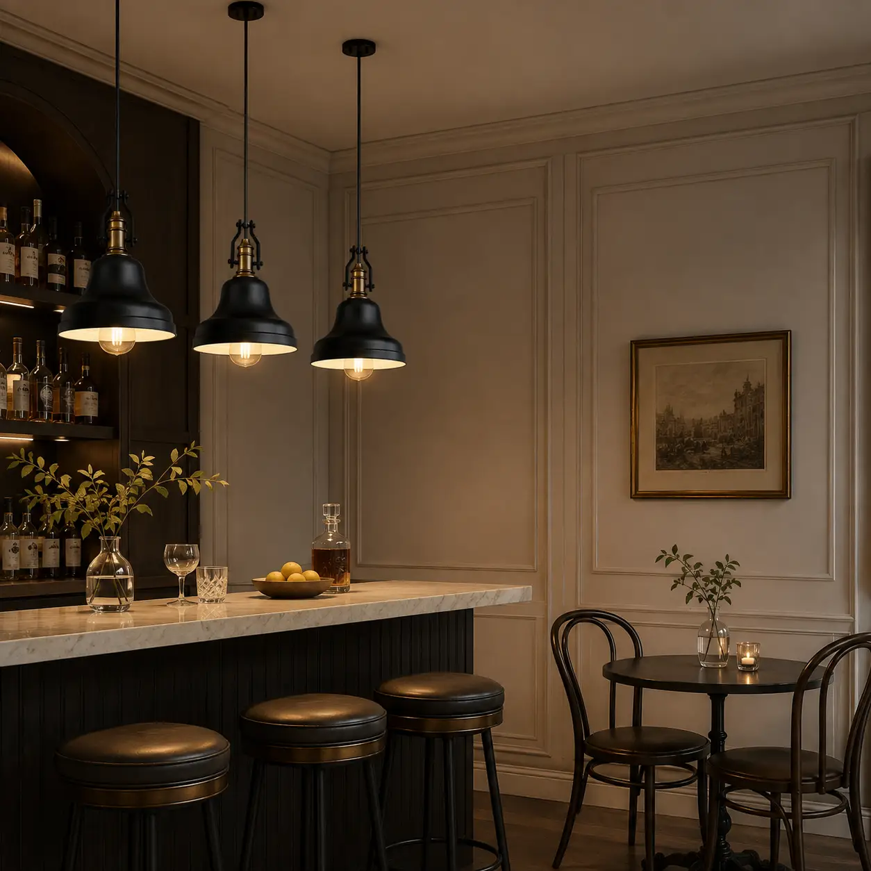 Rheton-Industrial-1-Light-Pendant-Light-in-Matte-Black-and-Antique-Brass-Finish-transitional-dining-nook Rheton-Industrial-1-Light-Pendant-Light-in-Matte-Black-and-Antique-Brass-Finish-transitional-dining-nook