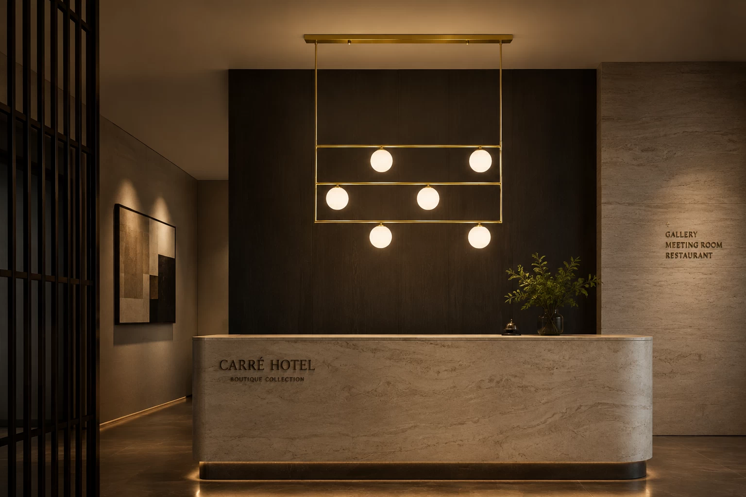 Stratum Glow Linear Chandelier in Hotel Lounge