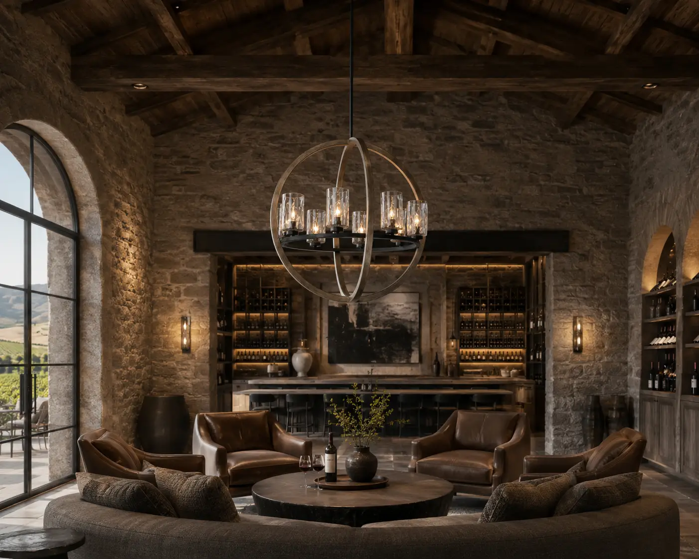 Terra-8-Light-Grand-Orb-Pendant-with-Distressed-Gray-Metal-Matte-Black-Accents-vineyard-estate-lounge Terra-8-Light-Grand-Orb-Pendant-with-Distressed-Gray-Metal-Matte-Black-Accents-vineyard-estate-lounge