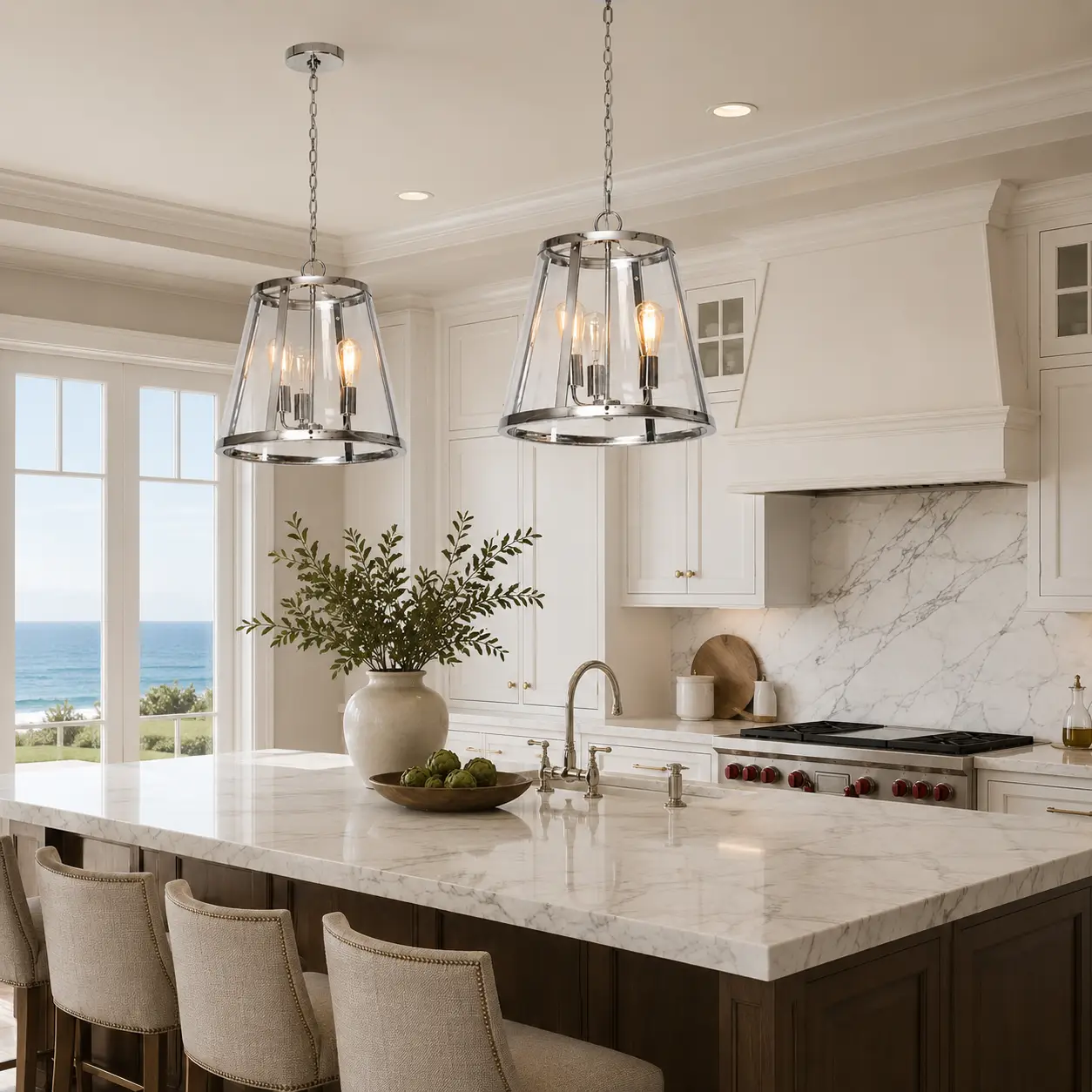 Vista-Polished-Nickel-3-Light-Tapered-Lantern-Pendant-coastal-kitchen-island Vista-Polished-Nickel-3-Light-Tapered-Lantern-Pendant-coastal-kitchen-island