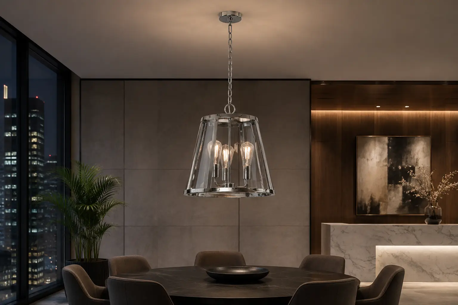 Vista-Polished-Nickel-3-Light-Tapered-Lantern-Pendant-comemporary-dining Vista-Polished-Nickel-3-Light-Tapered-Lantern-Pendant-comemporary-dining