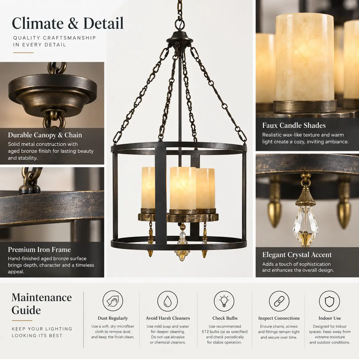 Arden-3-Light-Iron-Chandelier-with-Aged-Bronze-Finish-and-Faux-Candle-Shades-2 Arden-3-Light-Iron-Chandelier-with-Aged-Bronze-Finish-and-Faux-Candle-Shades-2