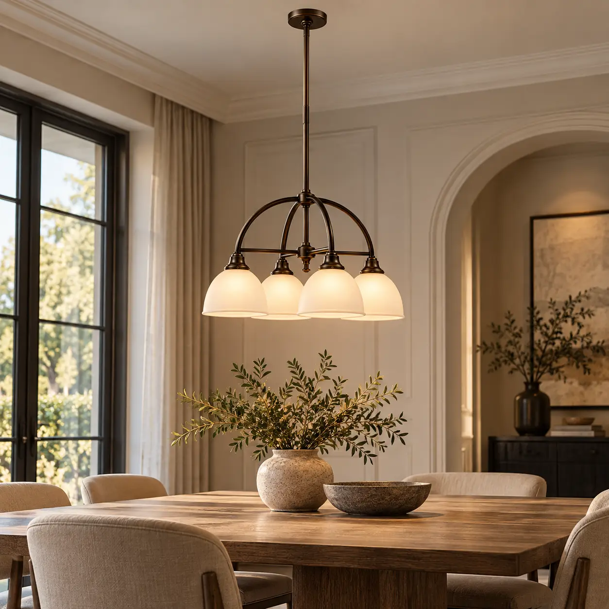 Arden Metal Pendant Light in Transitional Dining Room