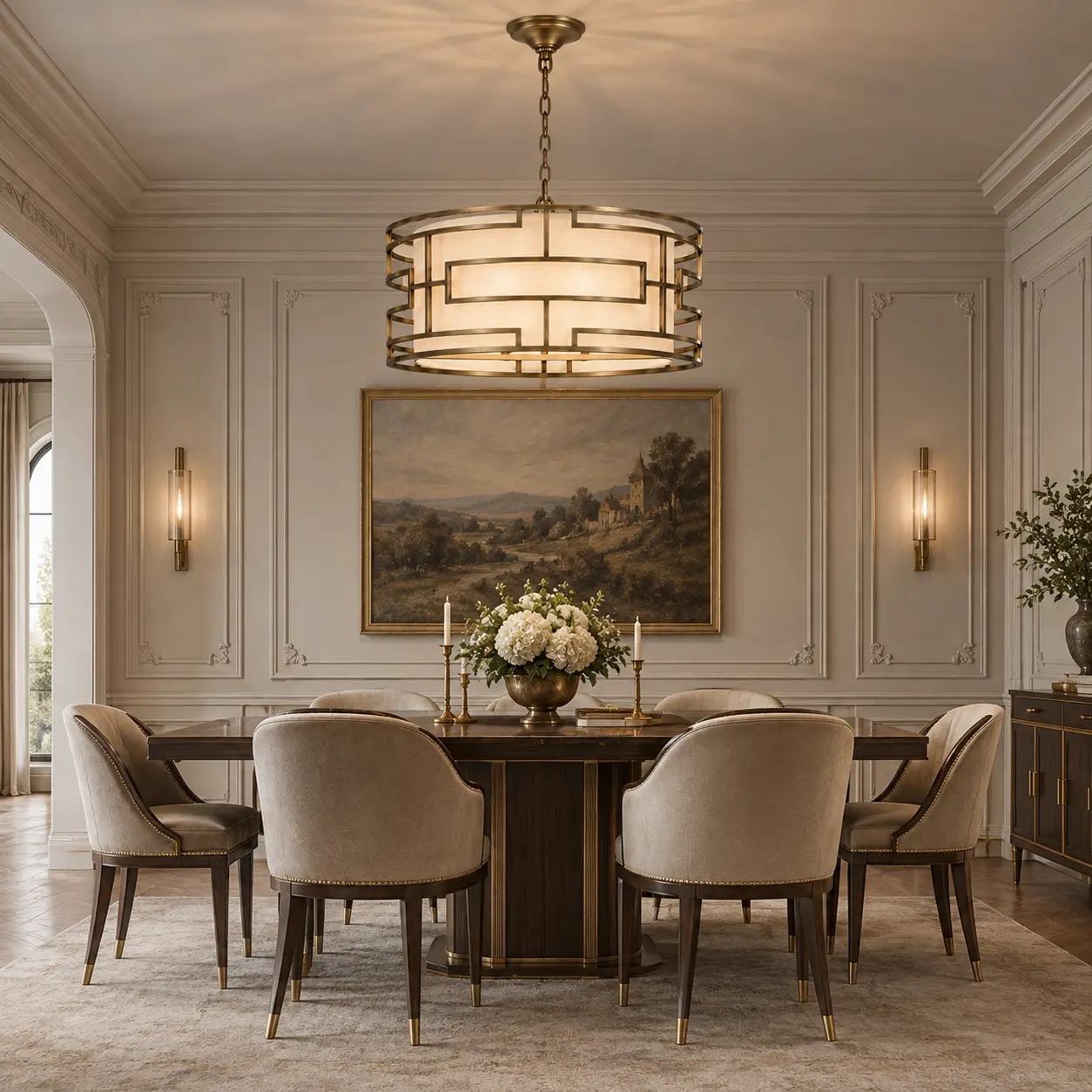 Art-Deco-Labyrinth-4-Light-Drum-Pendant-Neoclassical-Transitional Art-Deco-Labyrinth-4-Light-Drum-Pendant-Neoclassical-Transitional