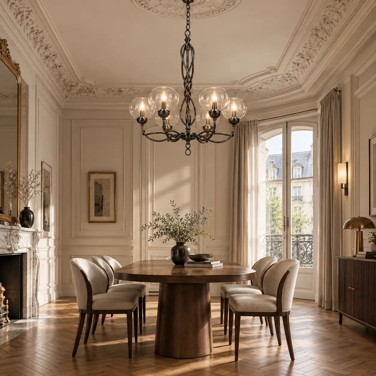 Artisan-Scrollwork-5-Light-Globe-Chandelier-Neoclassical-Elegance-French-Chic Artisan-Scrollwork-5-Light-Globe-Chandelier-Neoclassical-Elegance-French-Chic