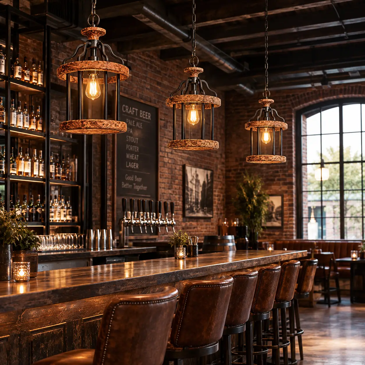 Artisan Cask Pendant in Industrial Loft Bar Lounge Render