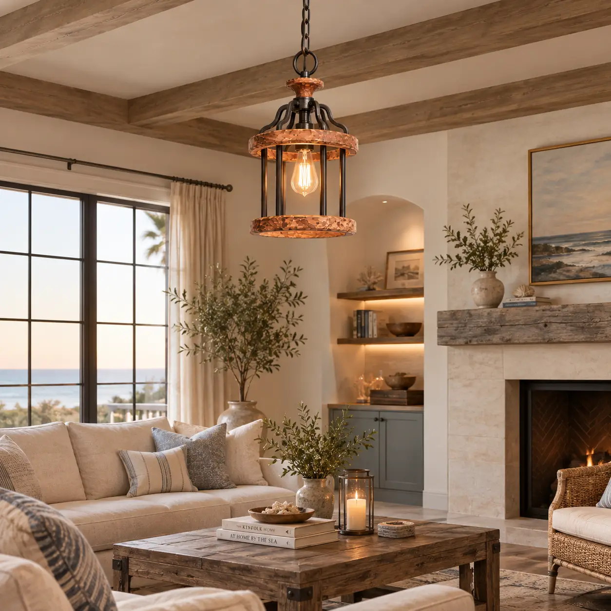 Artisan Cask Pendant in Transitional Lounge Area Render