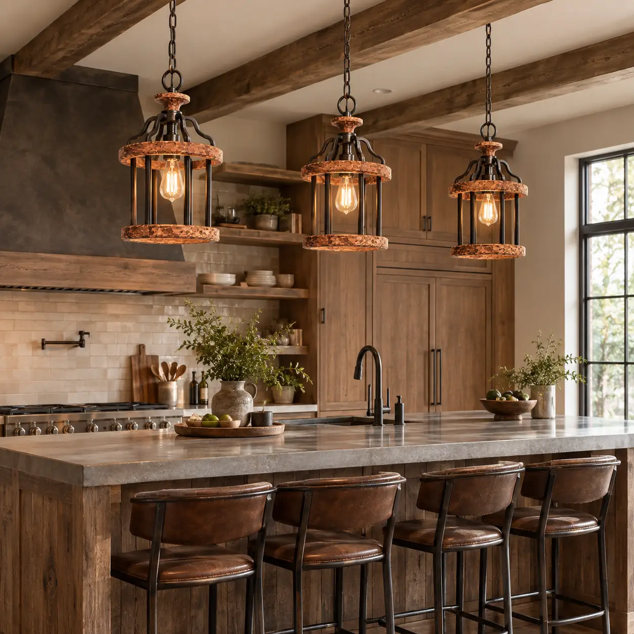 Artisan Cask Pendant over Kitchen Island Render