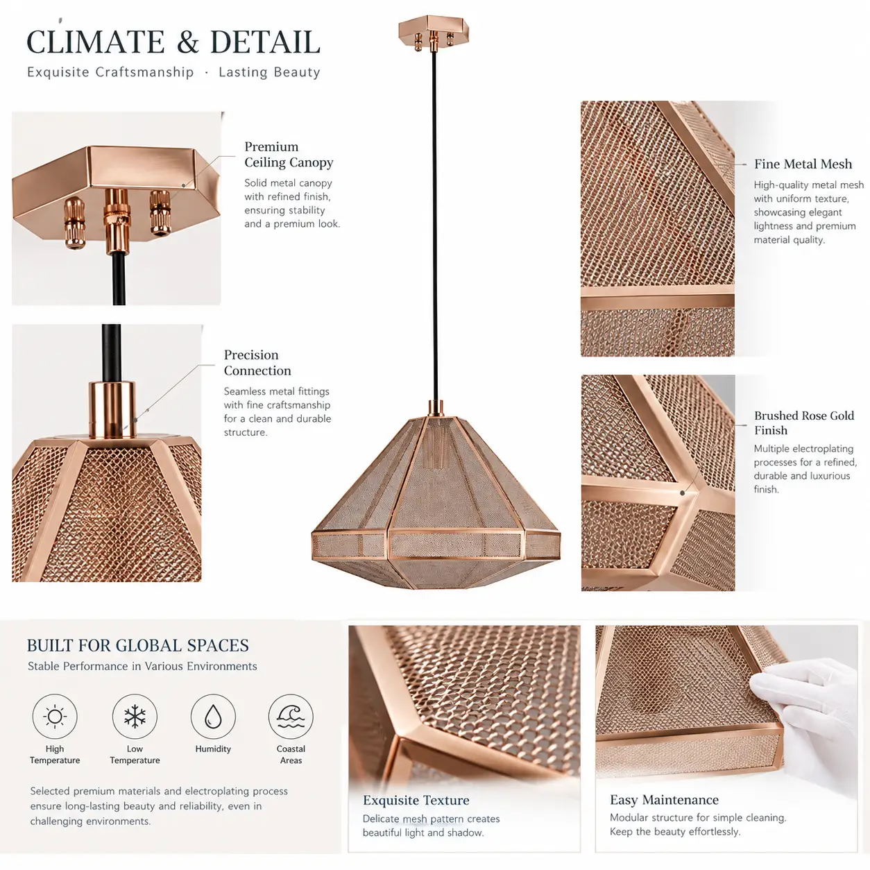Aurora-Geo-1-Light-Pendant-in-Brushed-Rose-Gold-Mesh-Finish-2 Aurora-Geo-1-Light-Pendant-in-Brushed-Rose-Gold-Mesh-Finish-2