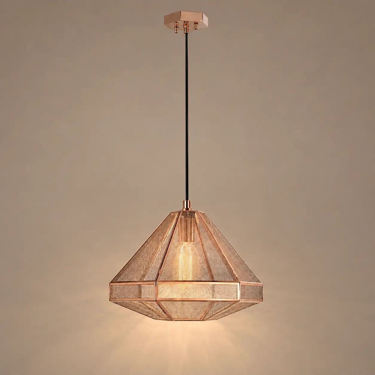 Aurora-Geo-1-Light-Pendant-in-Brushed-Rose-Gold-Mesh-Finish-3 Aurora-Geo-1-Light-Pendant-in-Brushed-Rose-Gold-Mesh-Finish-3