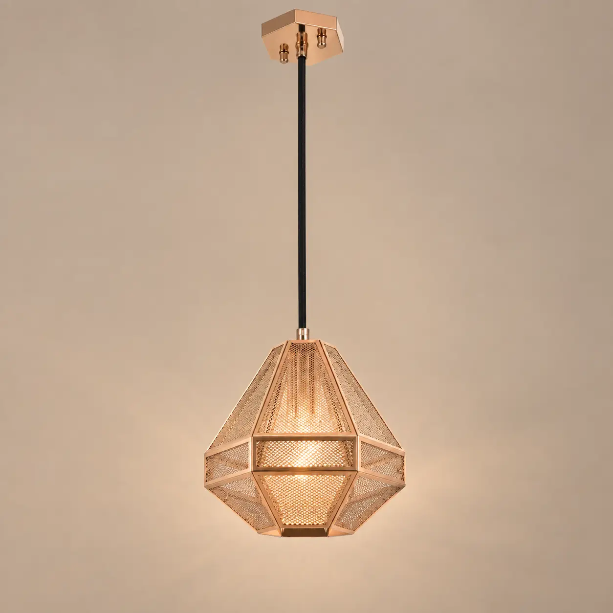 Aurora-Prism-1-Light-Pendant-in-Brushed-Rose-Gold-Mesh-Finish-3 Aurora-Prism-1-Light-Pendant-in-Brushed-Rose-Gold-Mesh-Finish-3