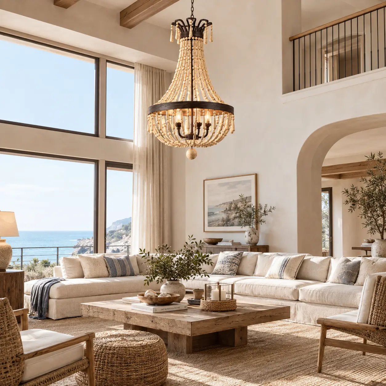 Bohemian Shore Chandelier in Coastal Living Room