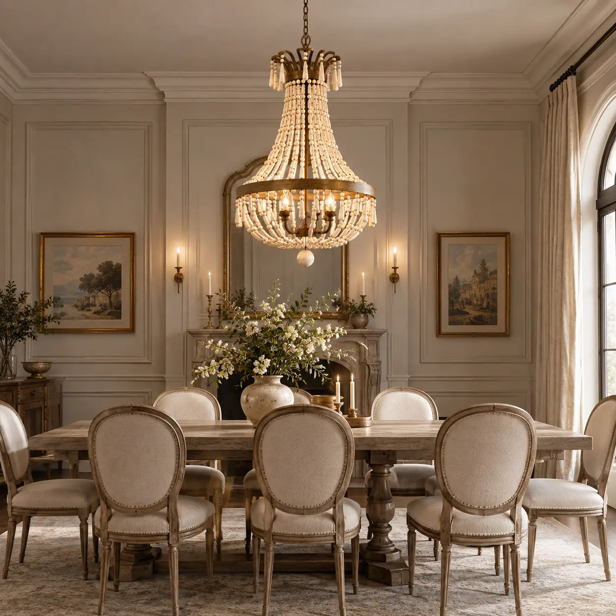 Bohemian Shore Chandelier Detailed Wooden Beads and Lighting