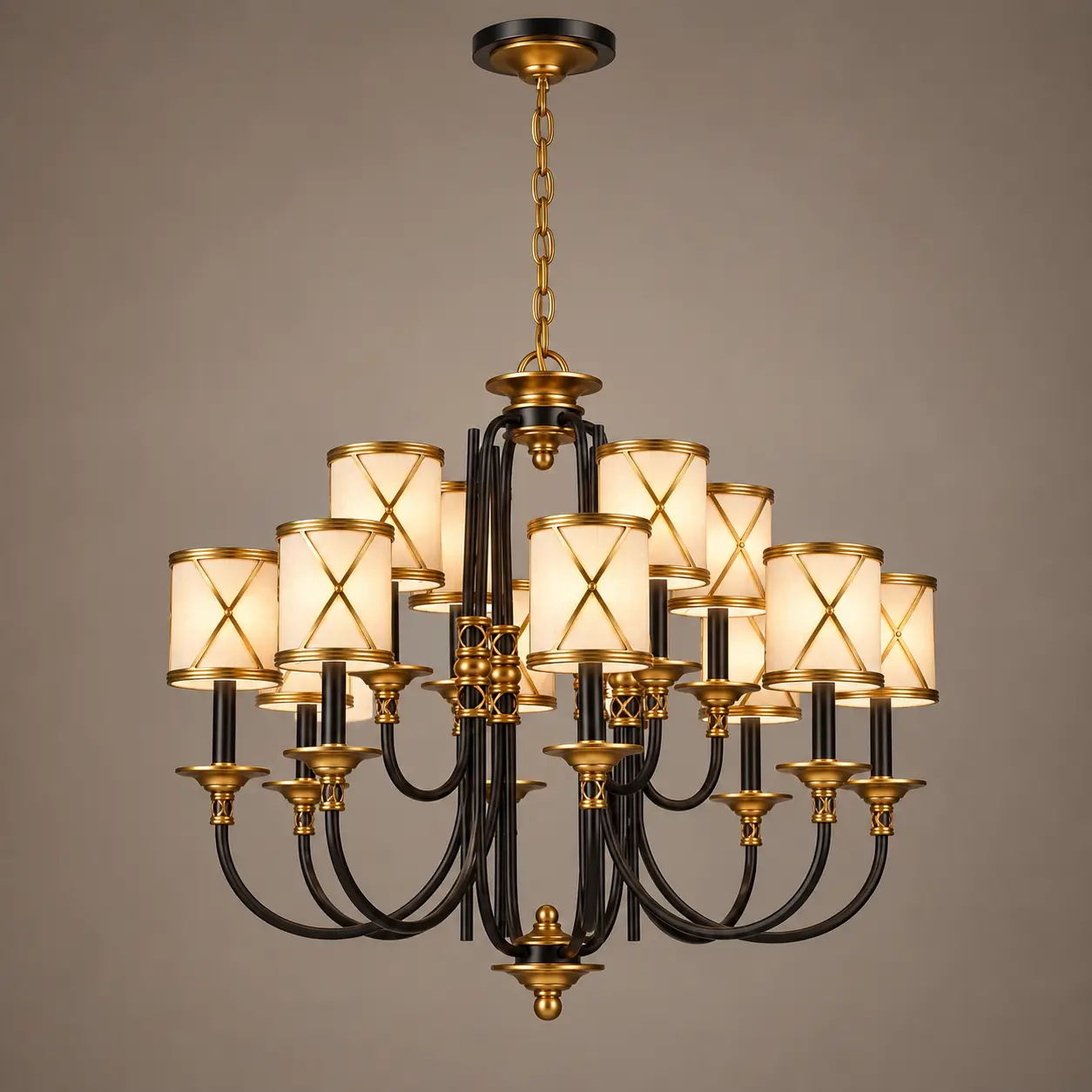 Chateau-Grandeur-12-Light-Two-Tier-Chandelier-with-Linen-Shades-3 Chateau-Grandeur-12-Light-Two-Tier-Chandelier-with-Linen-Shades-3