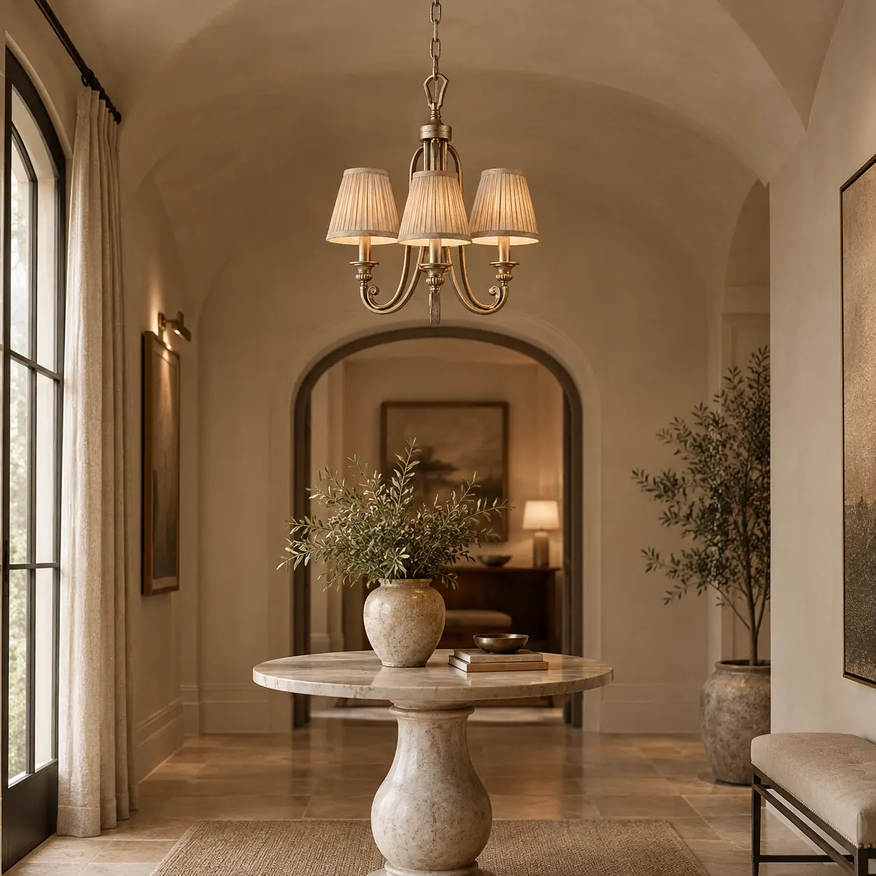 The Chateau Whisper 3-Light Chandelier in Modern Farmhouse Entry Foyer