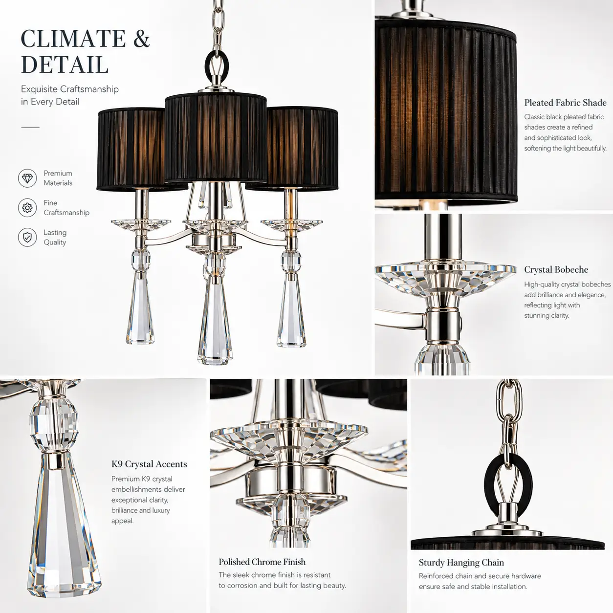 Cosmo-Luxe-3-Light-Mini-Chandelier-with-Black-Shades-2 Cosmo-Luxe-3-Light-Mini-Chandelier-with-Black-Shades-2