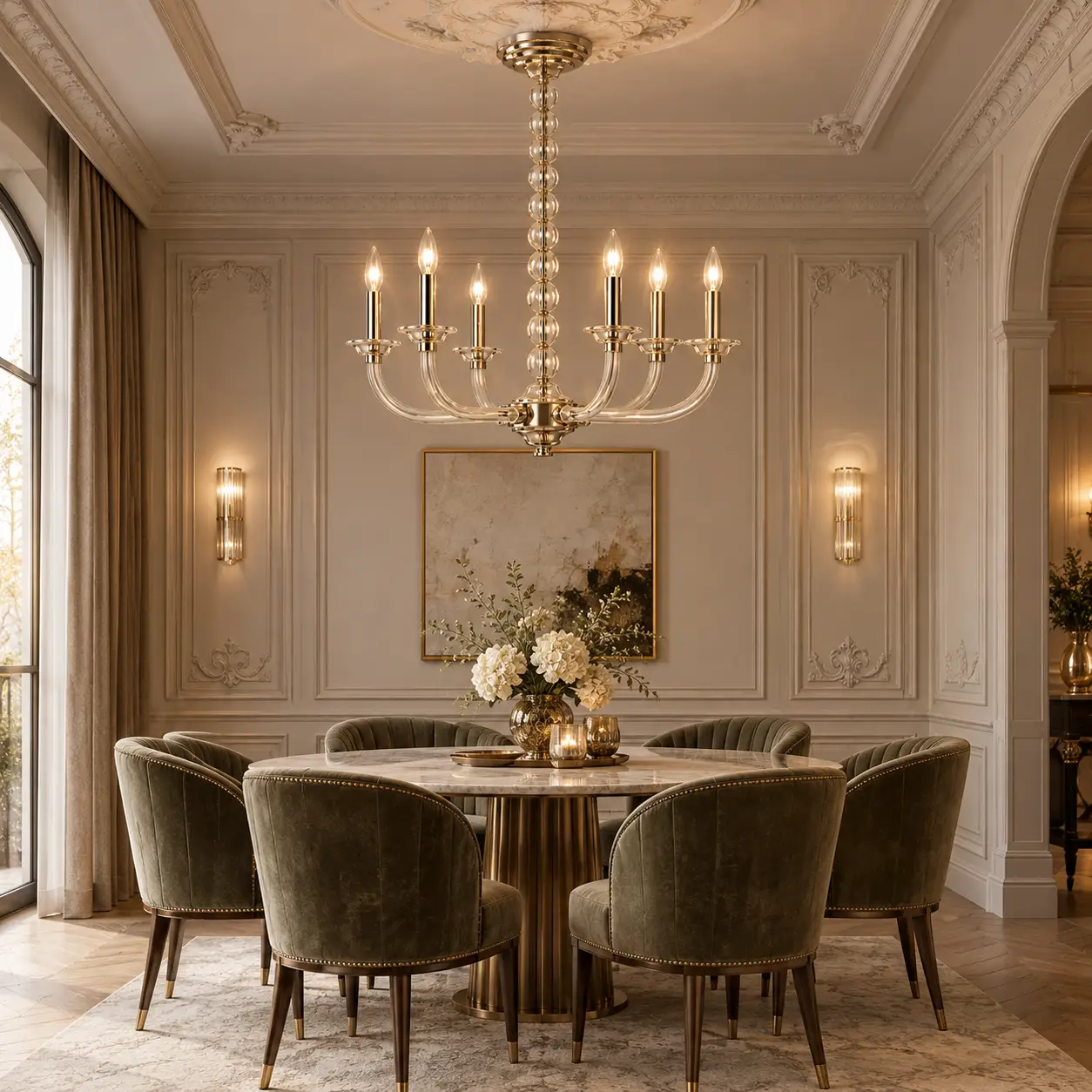 Crystal-Orbitesse-6-Light-Semi-Flush-Chandelier-French-Light-Luxury-Transitional-Dining-Nooks Crystal-Orbitesse-6-Light-Semi-Flush-Chandelier-French-Light-Luxury-Transitional-Dining-Nooks