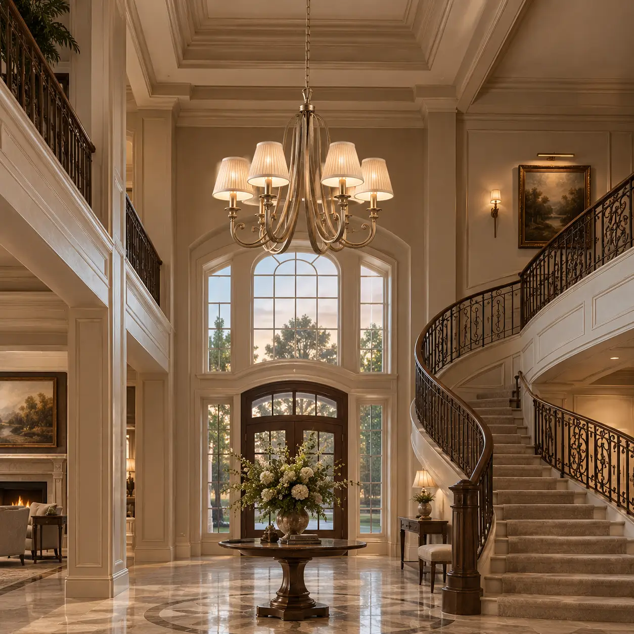 Grand Entrance Foyer High Ceiling Chandelier Context