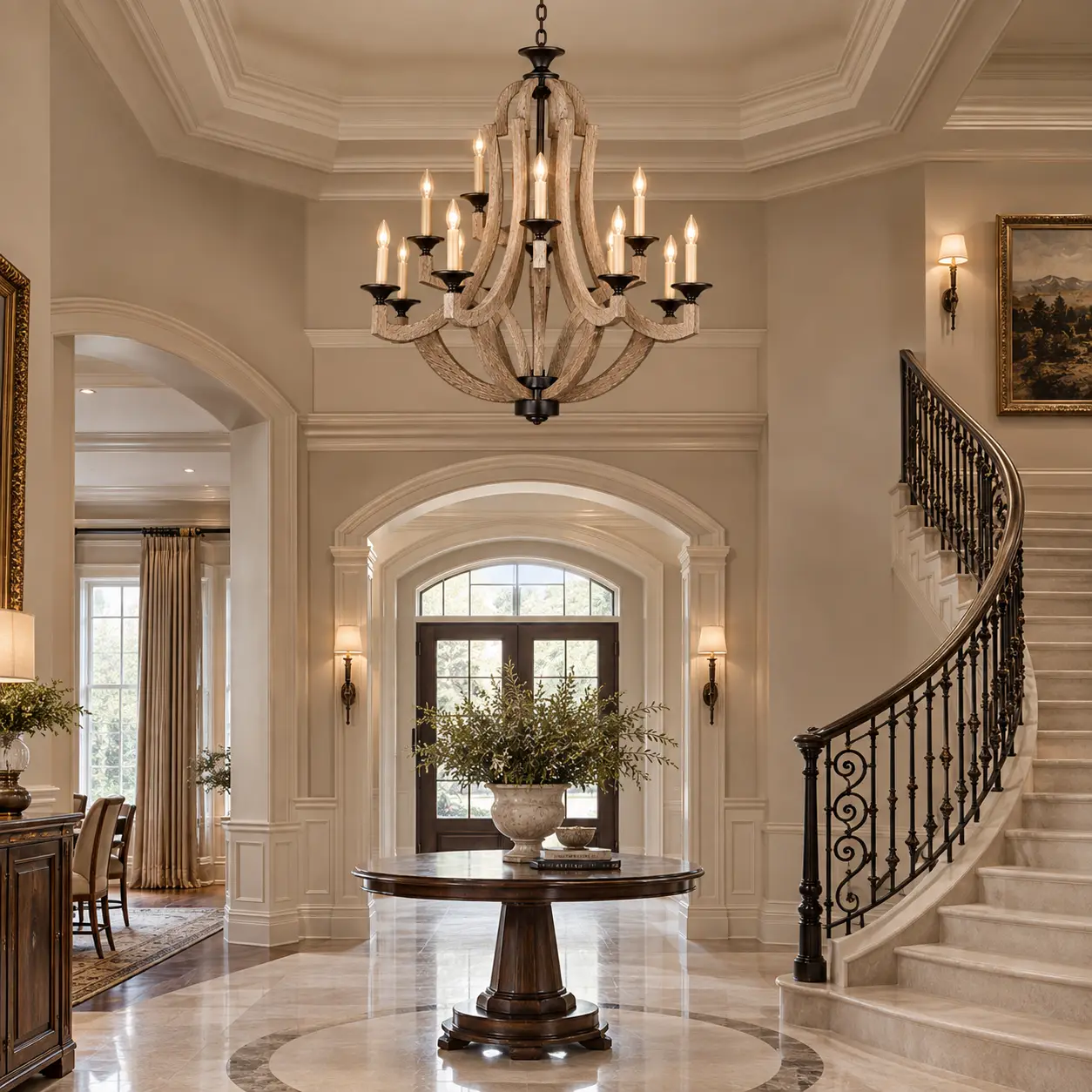 Large Vintage Chandelier in Transitional Interior