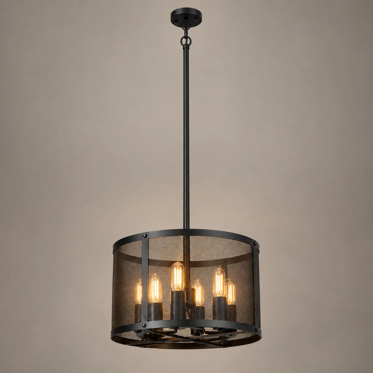 Factory-Loft-6-Light-Industrial-Drum-Pendant-3 Factory-Loft-6-Light-Industrial-Drum-Pendant-3