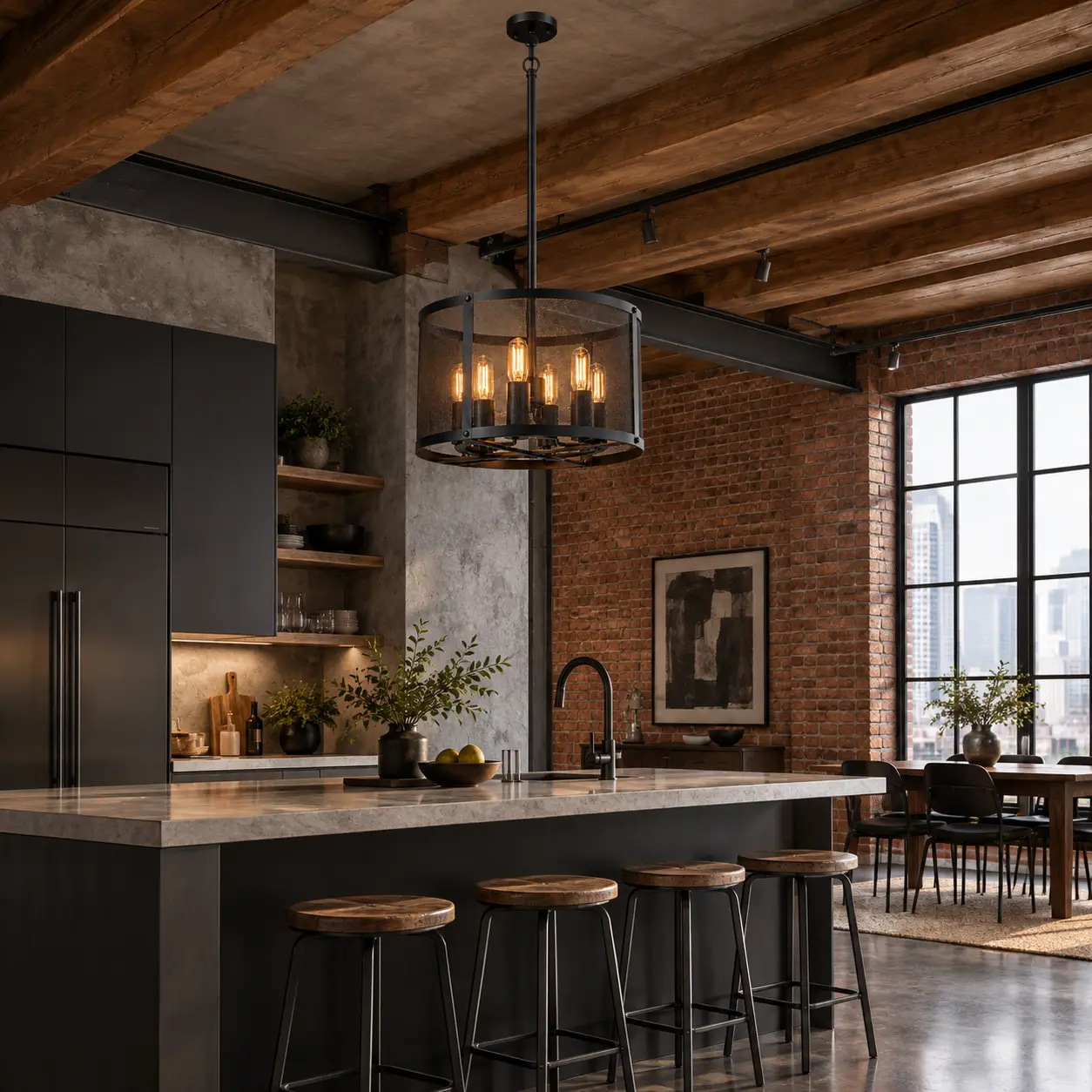 Factory-Loft-6-Light-Industrial-Drum-Pendant-Urban-Loft-Modern-Industrial Factory-Loft-6-Light-Industrial-Drum-Pendant-Urban-Loft-Modern-Industrial