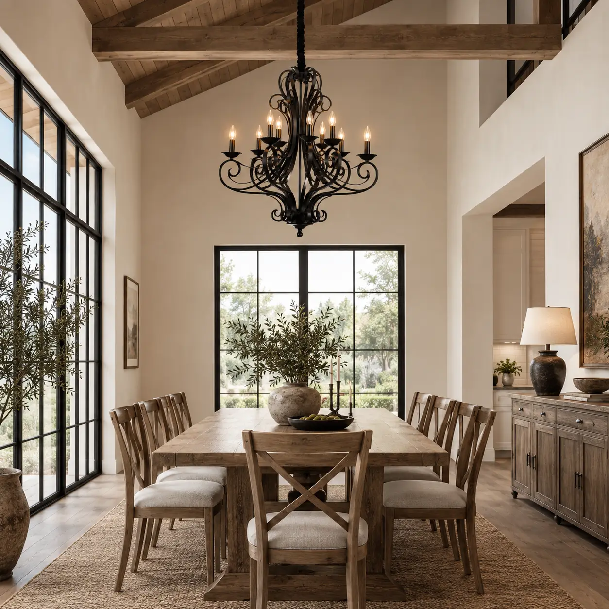Ferrara Two-Tier Chandelier in Modern Farmhouse Dining Room