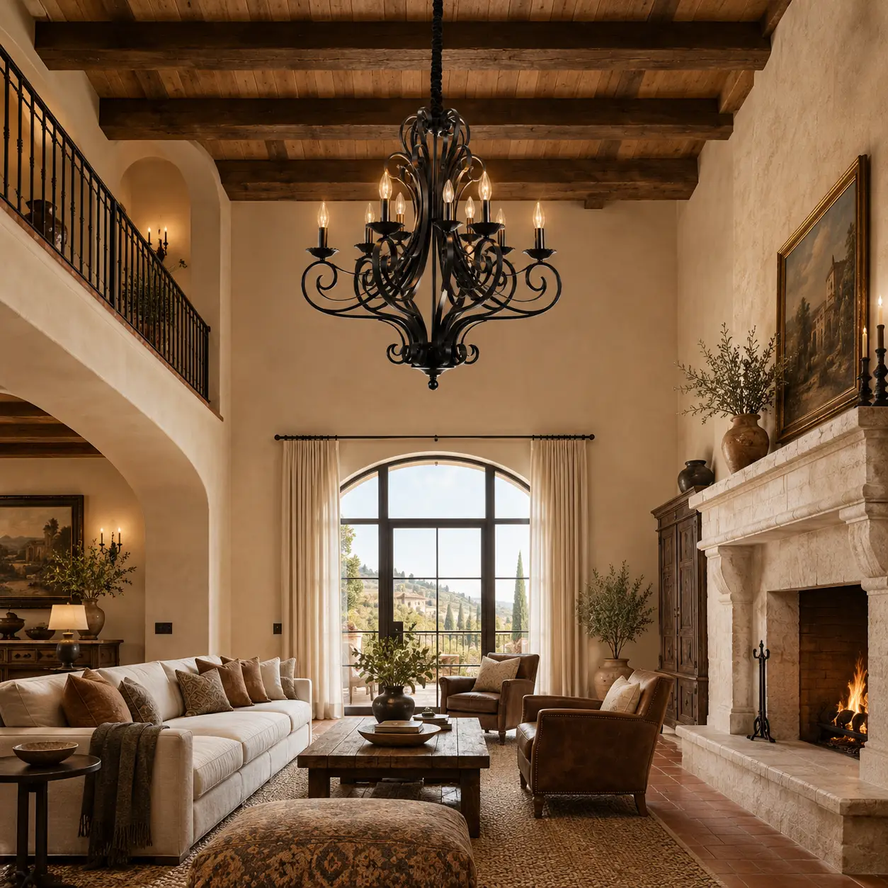 Ferrara-9-Light-Two-Tier-Iron-Chandelier-in-Antique-Black-Iron-Finish-Spanish-Colonial-Tuscan-Villa Ferrara-9-Light-Two-Tier-Iron-Chandelier-in-Antique-Black-Iron-Finish-Spanish-Colonial-Tuscan-Villa