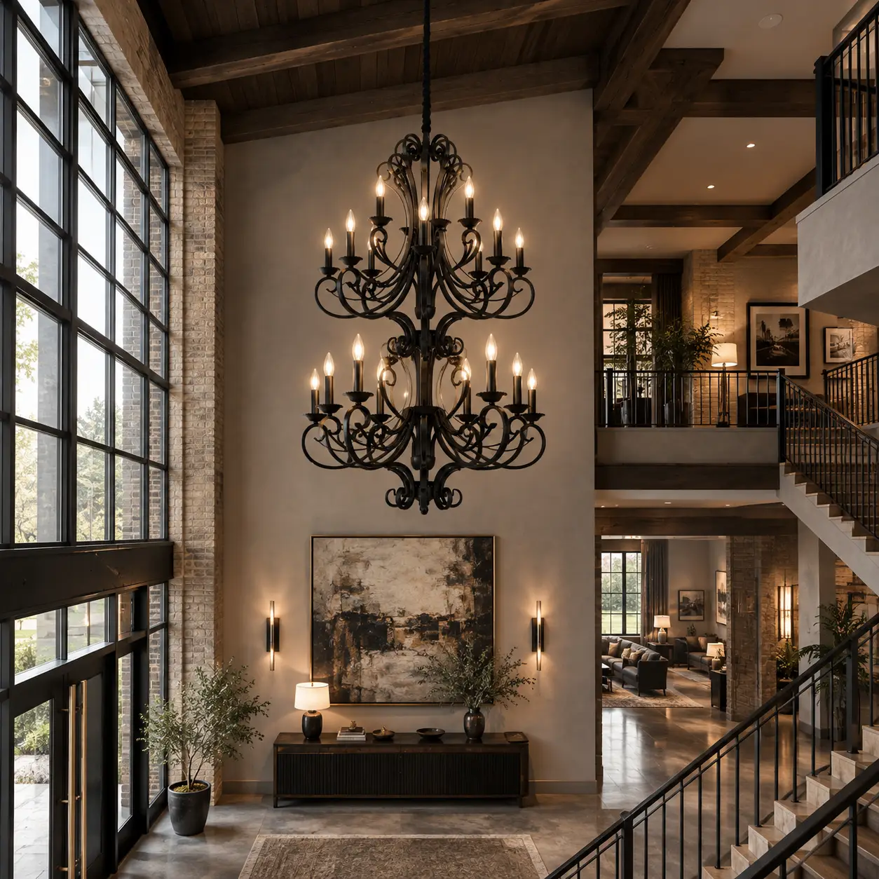 Ferrara-Classic-12-Light-Two-Tier-Iron-Chandelier-in-Antique-Black-Iron-Finish-Double-Height-Entryways Ferrara-Classic-12-Light-Two-Tier-Iron-Chandelier-in-Antique-Black-Iron-Finish-Double-Height-Entryways