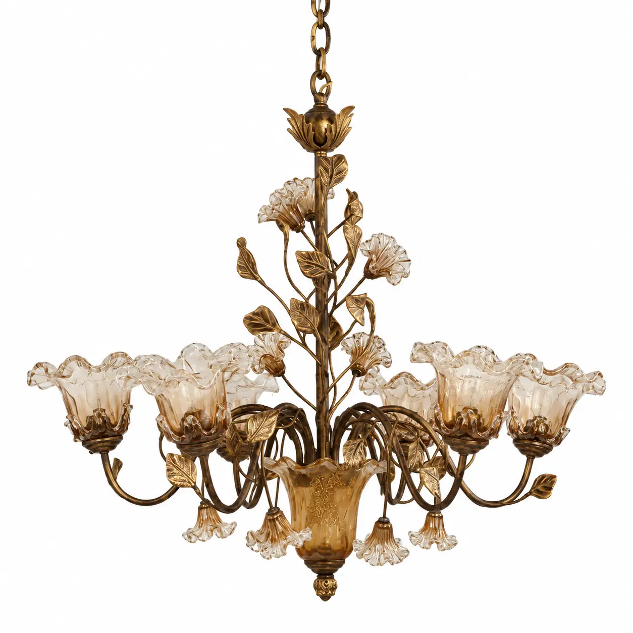 Fiorenza-Classic-Bloom-7-Light-Chandelier-in-Antique-Gold-Leaf-Finish-1 Fiorenza-Classic-Bloom-7-Light-Chandelier-in-Antique-Gold-Leaf-Finish-1