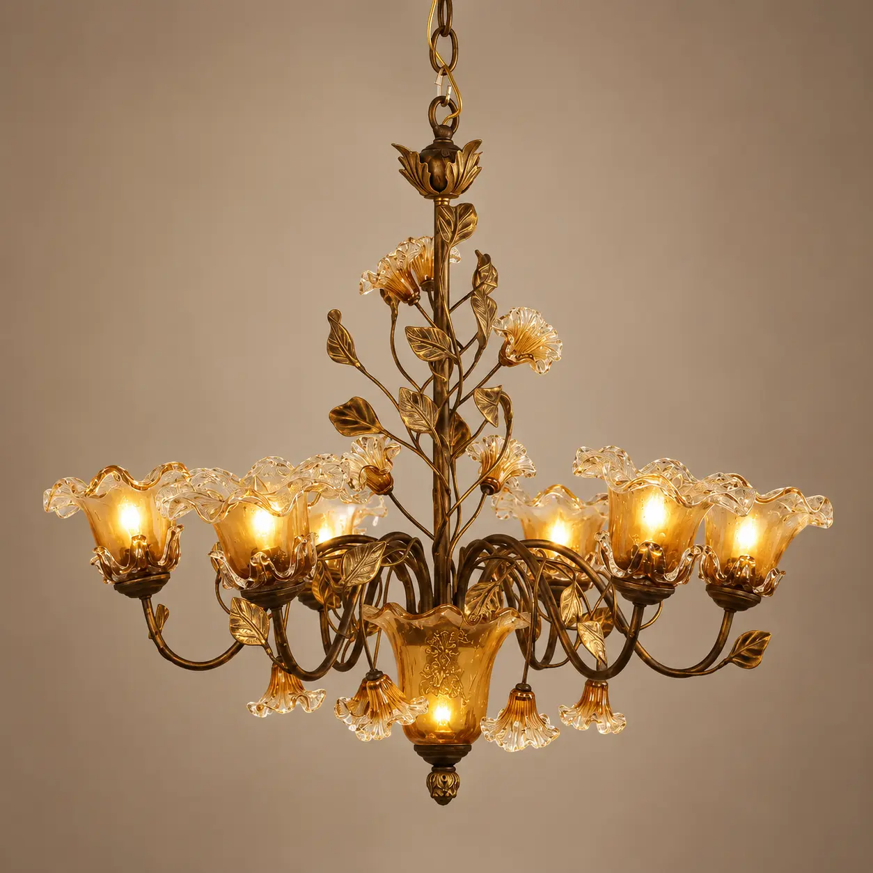 Fiorenza-Classic-Bloom-7-Light-Chandelier-in-Antique-Gold-Leaf-Finish-3 Fiorenza-Classic-Bloom-7-Light-Chandelier-in-Antique-Gold-Leaf-Finish-3